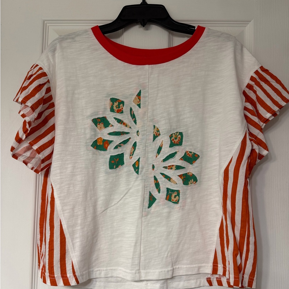 Boxy summer top with flutter sleeves